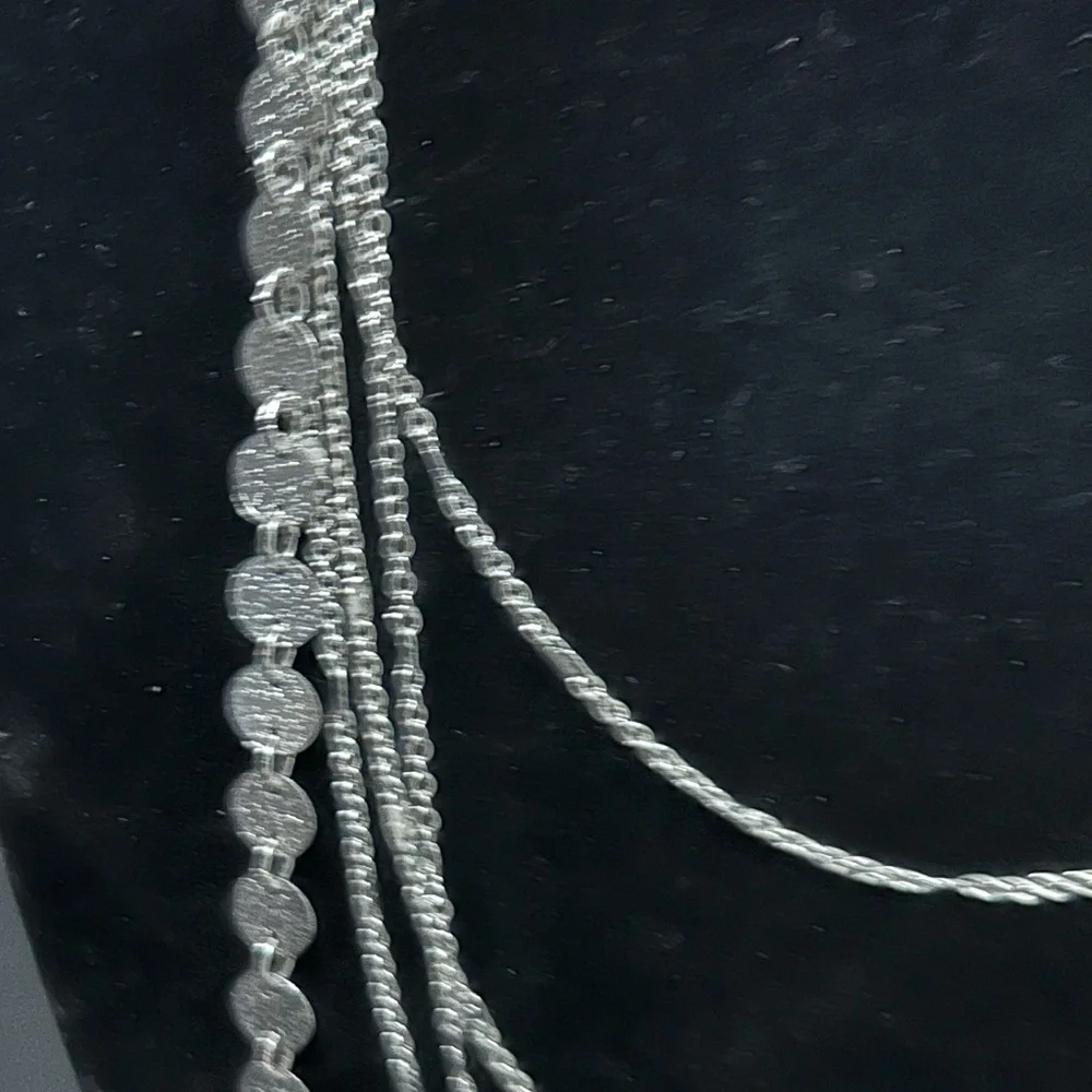 ✨ Silver Multi-Layer Disc & Chain Statement Necklace | New